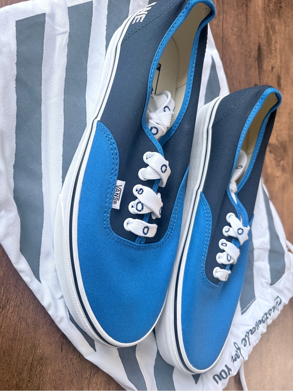 Vans Blue and Navy Canvas Lace-Up Sneakers